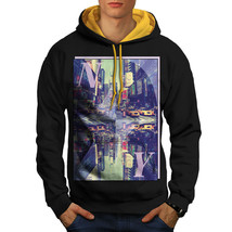 Wellcoda Square Time New York Mens Contrast Hoodie, Crazy Casual Jumper - £31.42 GBP