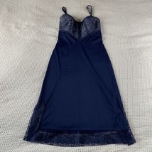Beauty Vintage Van Raalte Petalskin Dress Slip Nylon Navy Chiffon Lace 34 S/M - £84.36 GBP