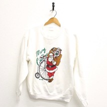 Vintage Santa Claus Bike Christmas Sweatshirt Large - $47.52