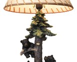 Rustic Western Forest Black Mama Bear With Cubs Climbing On Pine Tree Ta... - $94.99