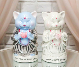 Master Meow Buddha Cats Meditating Love And Kitty Salt And Pepper Shakers Set - £14.38 GBP