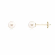 Angara Natural 6mm Freshwater Pearl Earrings in 14K Yellow Gold for Women - £119.97 GBP