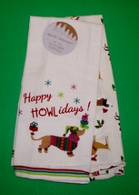 2  Dachshund Happy Howlidays Holiday Christmas Kitchen Tea Towels - $14.50