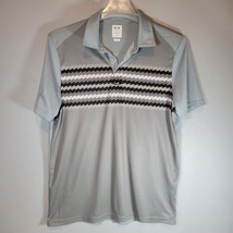 Oakley Mens Golf Polo Medium Gray and Black Polyester Short Sleeve - $13.88