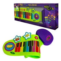 Jr Piano And Drum Duo - Portable Flexible Piano &amp; Drum Pad Toy For Ages 3+ Kids - £27.68 GBP