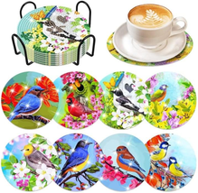 8 Pcs Bird Diamond Art Painting Coasters Kits with Holder DIY Flower Bir... - $18.67