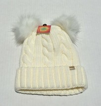 Winter Warm Knitted Soft Faux Fur Double Pom Pom Beanie Hat With Plush L... - £22.31 GBP