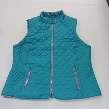 Back in the Saddle Women's 1X Turquoise Quilted Riding Vest Fleece Lined Pockets image 11
