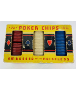 Vintage Poker Chips Fleur De Lis Embossed Noiseless Pressed Paper 1.5 In... - $6.99