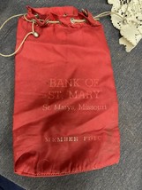 Vtg  Vintage Draw String Bank Of St Mary Deposit Bag St. Mary, Missouri - £5.43 GBP