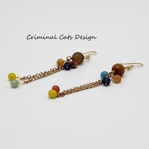 Long Earrings with Faceted Agate and Gold Chains, NWT, handmade image 4