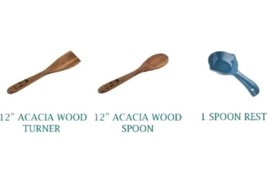 Pioneer Woman ~ FRONTIER SPECKLE DENIM Spoon Rest ~ Two (2) Acacia Woode... - $35.11 CAD