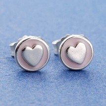 S925 Sterling Silver Sweet Statements Stud Earrings Pink Enamel Stud Earrings - £12.18 GBP