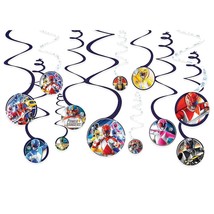 12 Pieces Classic &#39;&#39;Power Ranger&#39;&#39; Spiral Decorations Party Supply - £24.08 GBP