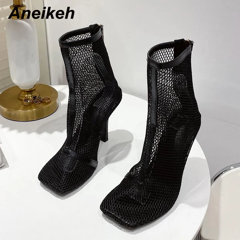 2 new spring fashion mesh hollowed out ankle chelsea boots female socks women sexy thin thumb200
