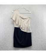Belle Badgley Mischka One Shoulder Dress Size 4 White Black Color Block ... - £31.54 GBP