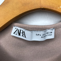 Zara Sweater L Pink Pullover Shoulder Pads Sleeveless Crew Neck Boxy Crop Knit - £18.75 GBP