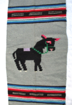 Vintage Mexican Southwest Donkey Wool Serape Saltillo Blanket Rug Mat Throw - £33.67 GBP