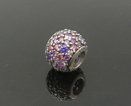 PANDORA 925 Sterling Silver - Vintage Pink &amp; Purple Topaz Slide Pendant- PT17351 - £27.76 GBP