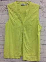 Kim Rogers Womens Lime Green V-Neck Sleeveless Button-Down Blouse Tank PS - £9.54 GBP