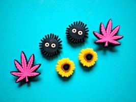 6 Sun Flower Pink Marijuana Leaf Shoe Charm Plug Pin Button Compatible w... - $12.99