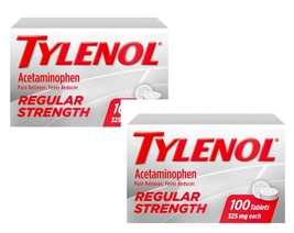 Tylenol Regular Strength 100 Tabs with 325 mg Acetaminophen Pack of 2 Exp 2026 - £15.81 GBP