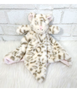 Mud Pie Leopard Lovey Security Blanket Baby  Plush Tan Gray Pink Fleece 14&quot; - $12.99