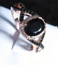 Ladie New Size 6 Oval Black Zircon Accent Ring - £11.72 GBP