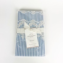 NEW Pottery Barn Eyelet Embroidered Stripe Blue King Size Pillow Sham - £47.58 GBP
