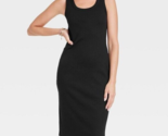 Universal Thread Women&#39;s Ribbed Midi Tank Top Dress Black Size Large - $16.39