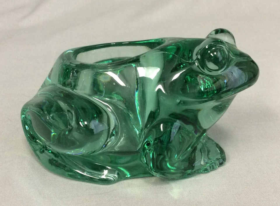 Primary image for Green Frog Votive Candle Holder Vintage Indiana Glass Heavy Paperweight