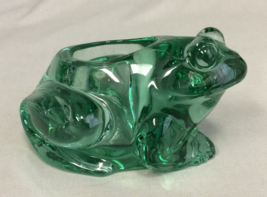 Green Frog Votive Candle Holder Vintage Indiana Glass Heavy Paperweight - £7.53 GBP