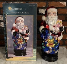 Vintage Hand Blown Mercury Glass 18” Santa with Wood Base In Original Box Exclnt - £78.53 GBP