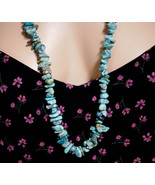 Vintage Turquoise Chip Bead Necklace 34&quot; - £40.05 GBP
