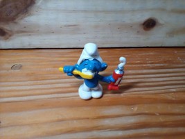 Smurfs Figure Peyo Schleich Brushing Teeth Toothbrush 1979 Hong Kong VINTAGE - £6.72 GBP