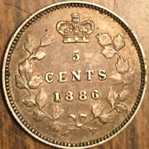 1886 Large 6 Canada Silver 5 Cents Coin - £26.69 GBP