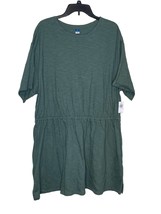 Old Navy Women T-Shirt Dress Oversized Stretch Waist Short Sleeve Green XXL - $23.75