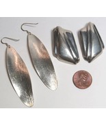 2 Pair Lot Modernist Leaf Geometric Deco Sterling Silver Earrings 35.8 G... - $79.20