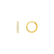 14K Solid Yellow Gold Small White Enamel Baby Hoop Earrings - £167.78 GBP