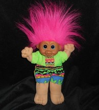 11&quot; Vintage Russ Troll Doll Kidz Pink Hair Neon Outfit Stuffed Animal Plush Toy - £14.26 GBP