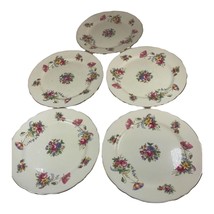 Lot Set 5 Aynsley Floral Bone China Salad Lunch Plates 5 Piece Davis Col... - $65.44