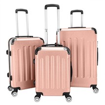 3-in-1 Portable ABS Trolley Case 20&quot; / 24&quot; / 28&quot; Rose Gold  - £126.60 GBP