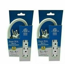 2x PACK Power Strip 1ft Extension Cord Heavy Duty 3 Prong Multi Electric... - $16.82