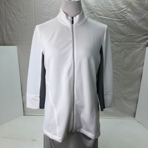 WEEKENDS BY CHICO WOMENS WHITE 3/4 ACCENTED SLEEVE FULL ZIP JACKET SIZE ... - $25.00