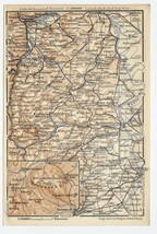 1911 Antique Map Vicinity Of Kreuznach Mannheim Worms Ludwigshafen / Germany - £18.53 GBP