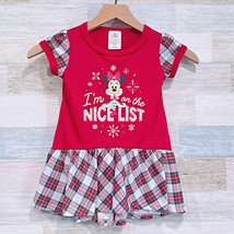 Minnie Mouse Holiday Plaid Christmas Dress Red Pleated Disney Toddler Gi... - £11.71 GBP