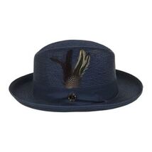 Men Bruno Capelo Summer Spring Soft Straw Style Hat Godfather GF204 Navy image 3