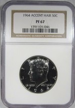 1964 NGC PF67 Accent Hair Silver Kennedy Half Dollar Certified Coin AK39 - £146.09 GBP