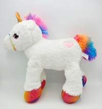 Inter-American Products 14&quot; White Unicorn Plush w/ Rainbow Mane, Tail &amp; Feet - £15.02 GBP