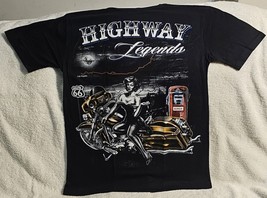 Route 66 Highway Legends Motorcycle Biker Sexy Lady Moon Usa T-SHIRT - £9.00 GBP